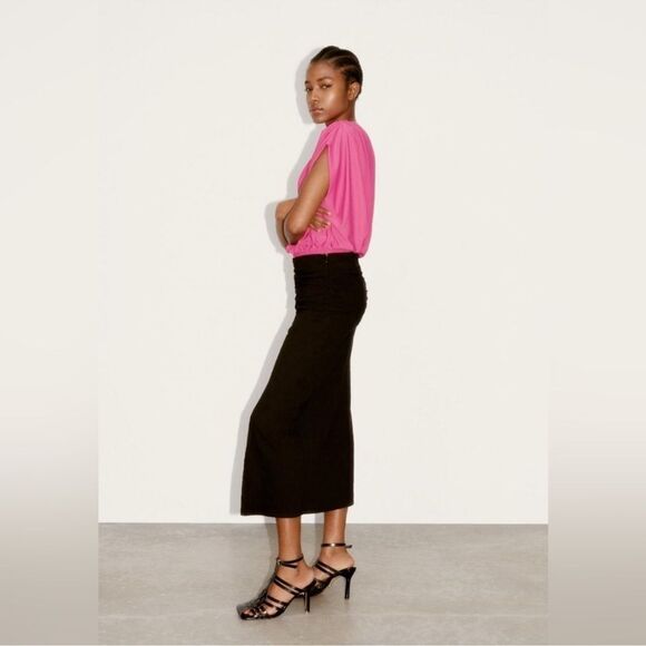 Zara pink draped asymmetric top - Picture 7 of 7